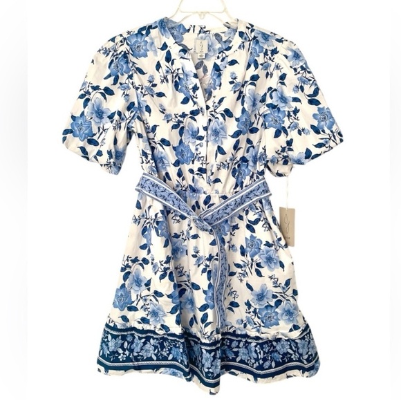 Joie Dresses & Skirts - New JOIE Floral Puff Sleeve Belted Cotton Dress